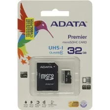 Карта памяти microSDHC 32Gb ADATA Premier, Class 10, UHS-I + адаптер