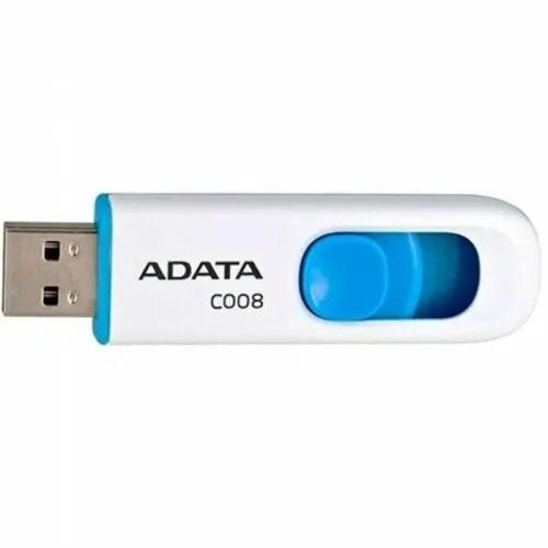 16GB ADATA C008 USB Flash [AC008-16G-RWE] USB 2.0, White/Blue, RTL (609642)-2