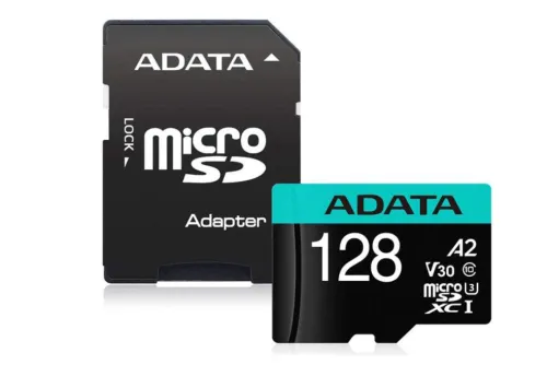 Карты флэш-памяти A-DATA ADATA Premier Pro 128Gb MicroSD + SD адаптер (AUSDX128GUI3V30SA2-RA1)