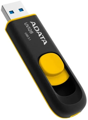 Флешка ADATA DashDrive UV128 16 ГБ, USB 3.1, черный/желтый-1