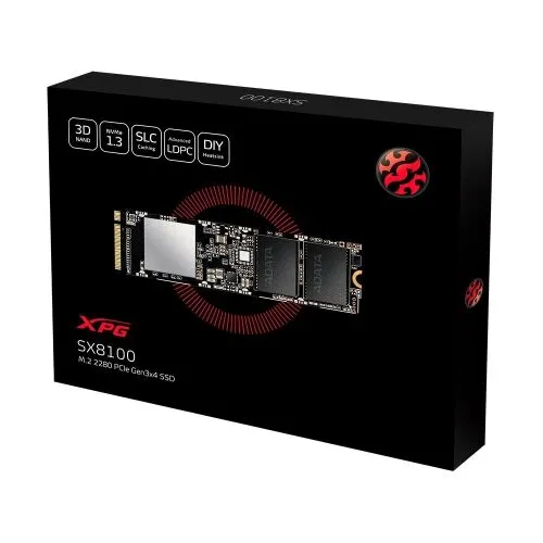 ADATA M.2 2280 256GB XPG SX8100 Client SSD [ASX8100NP-256GT-C] PCIe Gen3x4 with NVMe, 3500/1200, IOPS 160/140K, MTBF 2M, 3D TLC, 160TBW, 0,34DWPD, NVMe 1.3, RTL (773681)-1