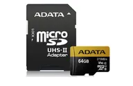 Карты флэш-памяти A-DATA ADATA Premier 64Gb MicroSD + SD адаптер (AUSDX64GUII3CL10-CA1)