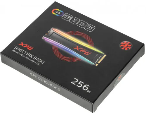 A-DATA ADATA SPECTRIX S40G RGB SSD 256GB, 3D TLC, M.2 (2280), PCIe Gen 3.0 x4, NVMe, R3500/W1200, TBW 160-0