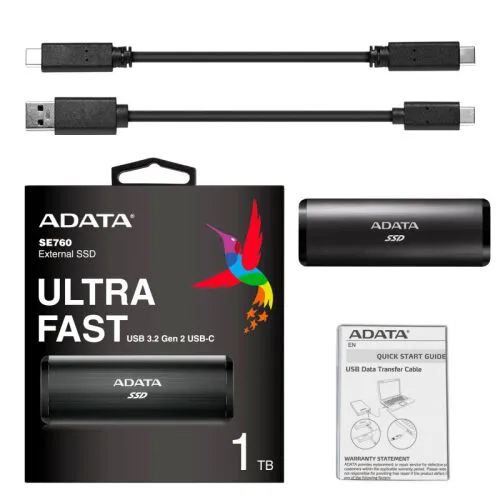 Внешний SSD накопитель ADATA SE760, 256 ГБ, черный, ASE760-256GU32G2-CBK-1