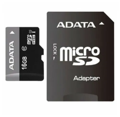 Карта памяти ADATA microSDHC 16 ГБ Class 10, UHS-I, адаптер на SD-4