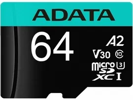 Карта памяти ADATA 64Gb MicroSD + SD адаптер (AUSDX64GUI3V30SA2-RA1)
