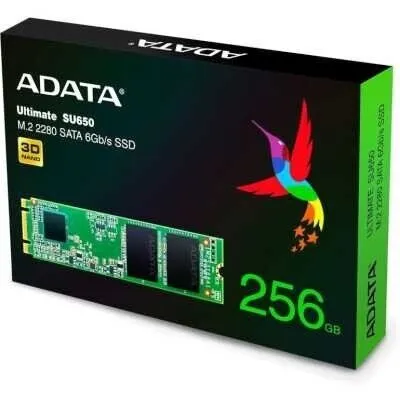 ASU650NS38-256GT-C ADATA SSD Ultimate SU650, 256GB, M.222x80mm, SATA3, 3D TLC, R/W 550/500MB/s, IOPs 80 000/60 000, TBW 140, DWPD 0.5 3 года