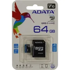 Карта памяти microSDXC 64Gb ADATA Premier, Class 10, UHS-I, U1 + адаптер