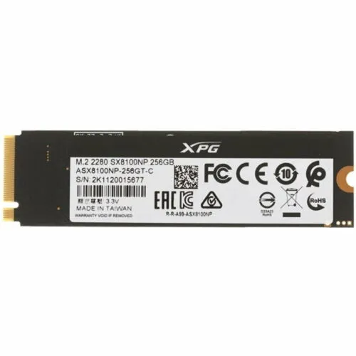 Накопитель SSD M2 256Гб ADATA ASX8100NP-256GT-C XPG SX8100 Client SSD PCIe Gen3x4 with NVMe-2