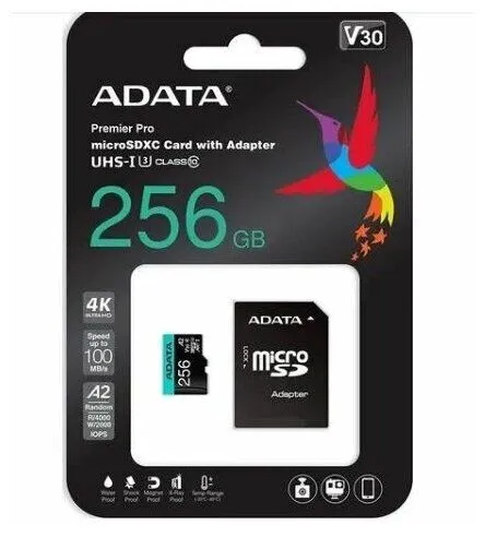 Карта памяти 256Gb MicroSD ADATA + SD адаптер (AUSDX256GUI3V30SA2-RA1)-1