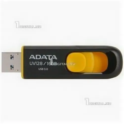 Накопитель ADATA 16GB DashDrive UV128 черный/желтый USB 3.1 Flash Drive (AUV128-16G-RBY)
