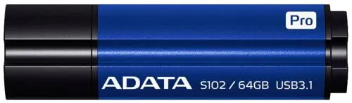 Флешка ADATA S102 Pro 64 ГБ, 1 шт., титаново-синий