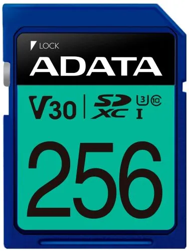 Карта памяти ADATA SDXC 256 ГБ Class 10, V30, UHS-I U3, R/W 100/80 МБ/с