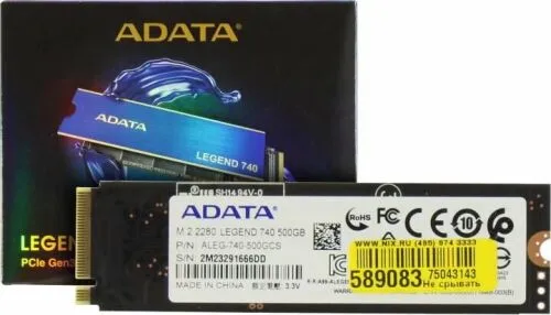 Твердотельный диск SSD 500 Gb M.2 2280 ADATA ALEG-740-500GCS LEGEND 740 NVMe PCIe 3.0 x4