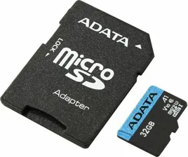 Карта памяти SD ADATA Premier AUSDH32GUICL10A1-RA1 microSDHC Memory Card 32Gb A1 V10 UHS-I U1 + microSD-- SD Adapter