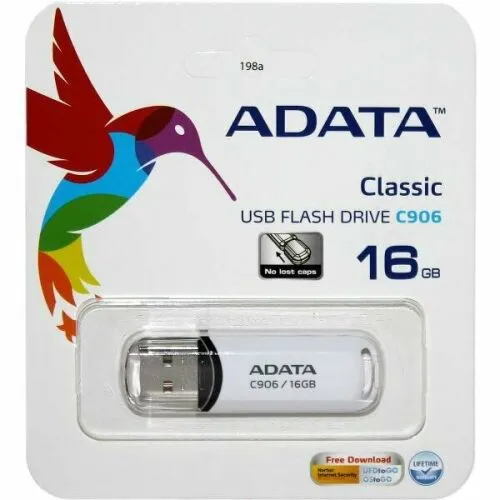 Накопитель ADATA 16GB Classic C906 белый USB 2.0 Flash Drive (AC906-16G-RWH)-1