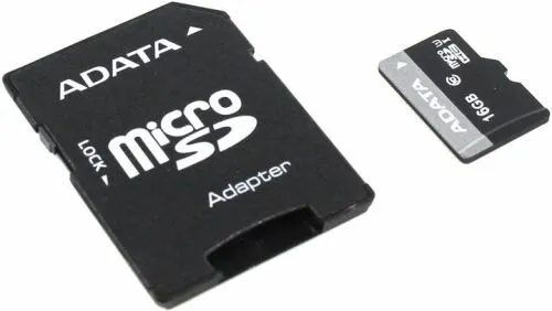 Карта памяти SD ADATA Premier AUSDH16GUICL10-RA1 microSDHC Memory Card 16Gb UHS-I + microSD--SD Adapter