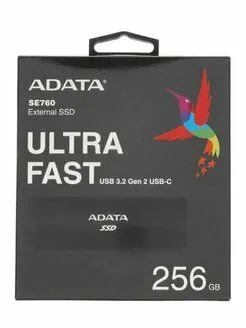SSD жесткий диск ADATA ASE760-256GU32G2-CBK, USB-C 256GB ADATA-3