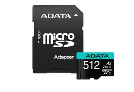 Карты флэш-памяти A-DATA ADATA 512Gb MicroSD + SD адаптер (AUSDX512GUI3V30SA2-RA1)