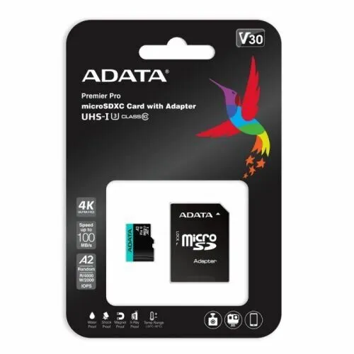 ADATA AUSDX64GUI3V30SA2-RA1 AUSDX64GUI3V30SA2-RA1 UHS-I U3 Class 10/V30S/A2, Adapter, 100/80 MB/s, RTL (771328)-2