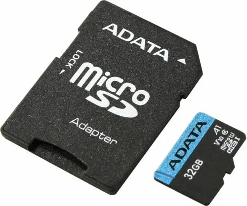 Карта памяти SD ADATA Premier AUSDH32GUICL10A1-RA1 microSDHC Memory Card 32Gb A1 V10 UHS-I U1 + microSD-- SD Adapter-0