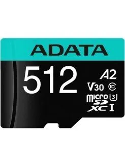 Карта памяти MICRO SDXC 512GB W/AD. AUSDX512GUI3V30SA2-RA1 ADATA ADATA-0
